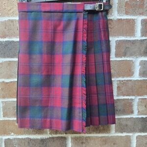 Vintage Scottish Edinburgh Wool Tartan Skirt - Red and Green